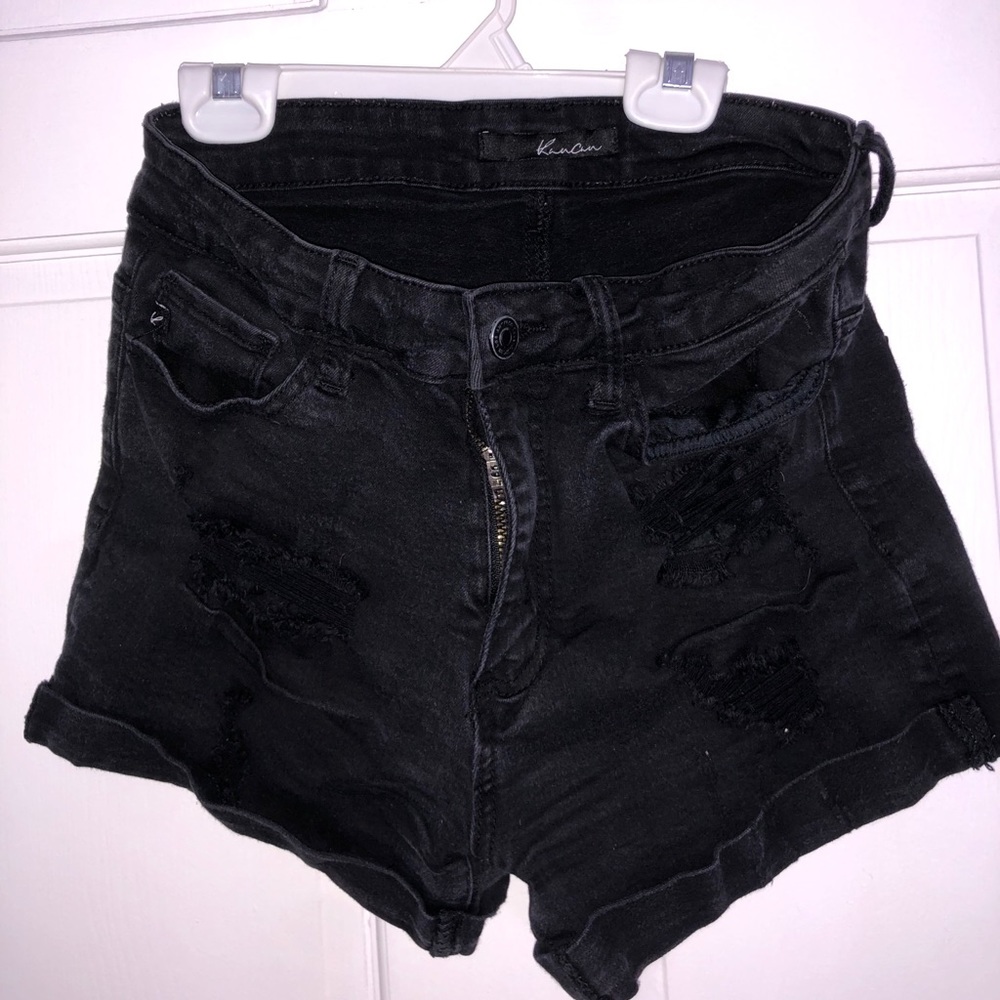 Black ripped jean shorts size 27